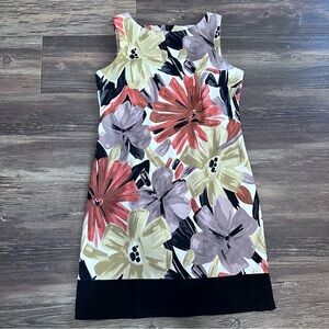 Dressbarn beautiful fall colors floral sleeveless sheath dress women's size 12